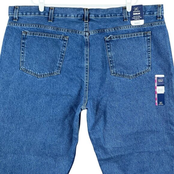 GEORGE Men's Blue Cotton Denim Jeans Size 48x30 Regular Fit Straight Leg NWT - Picture 4 of 12